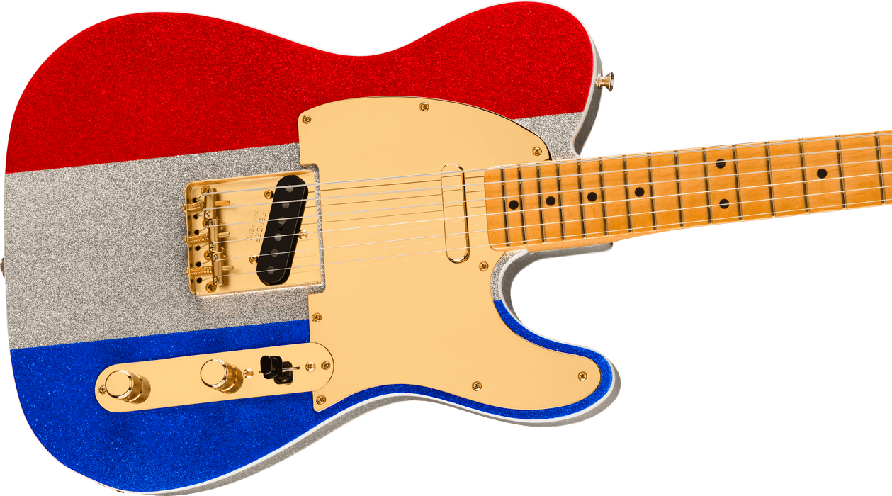 Fender Buck Owens Telecaster, Maple Fingerboard, Red, Silver and Blue Sparkle