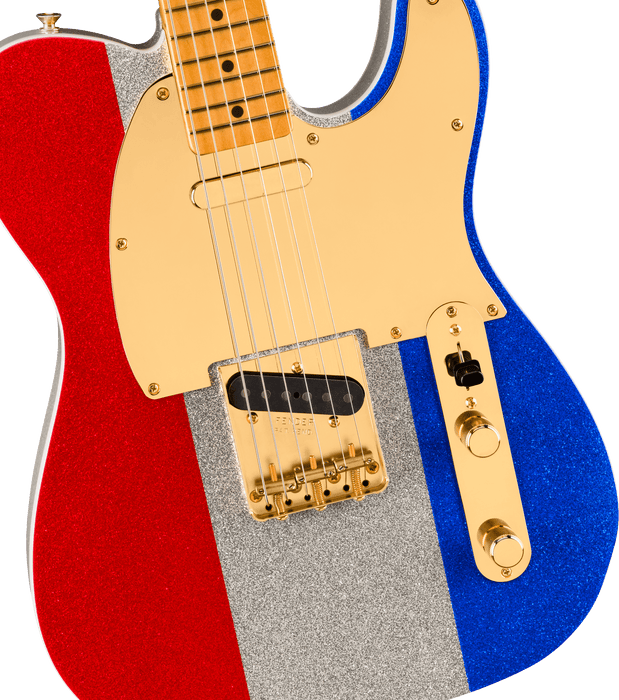 Fender Buck Owens Telecaster, Maple Fingerboard, Red, Silver and Blue Sparkle