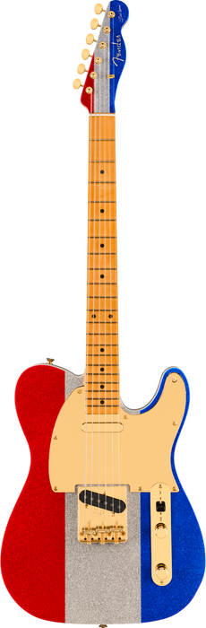 Fender Buck Owens Telecaster, Maple Fingerboard, Red, Silver and Blue Sparkle