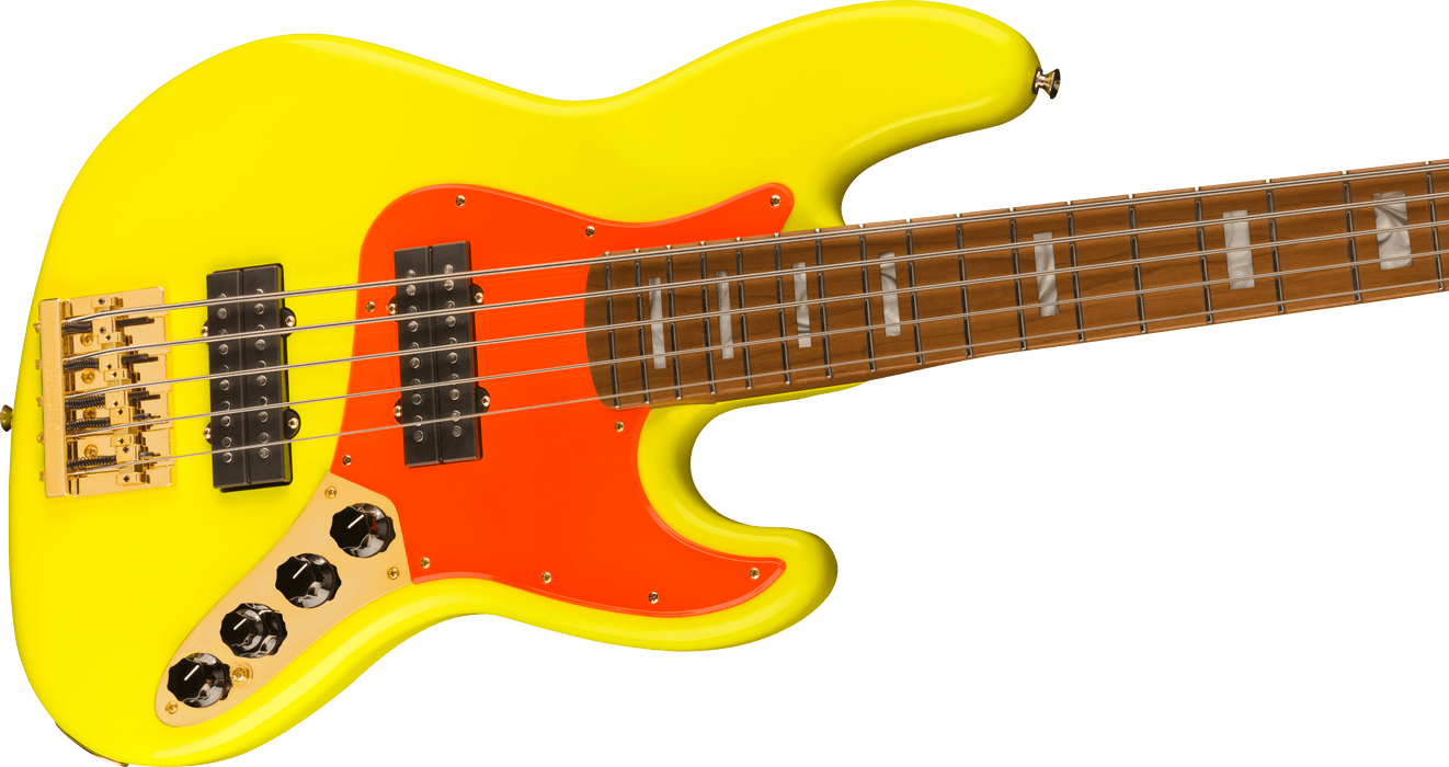 Fender MonoNeon Jazz Bass V, Maple Fingerboard, Neon Yellow