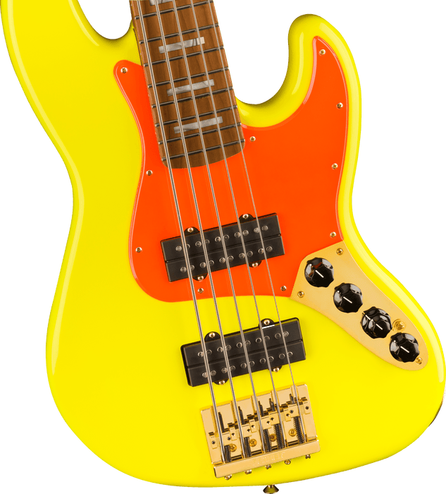 Fender MonoNeon Jazz Bass V, Maple Fingerboard, Neon Yellow