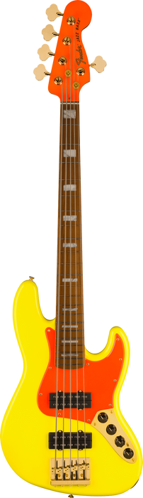 Fender MonoNeon Jazz Bass V, Maple Fingerboard, Neon Yellow