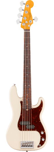 Fender American Professional Precision Bass V, touche en palissandre, Olympic White