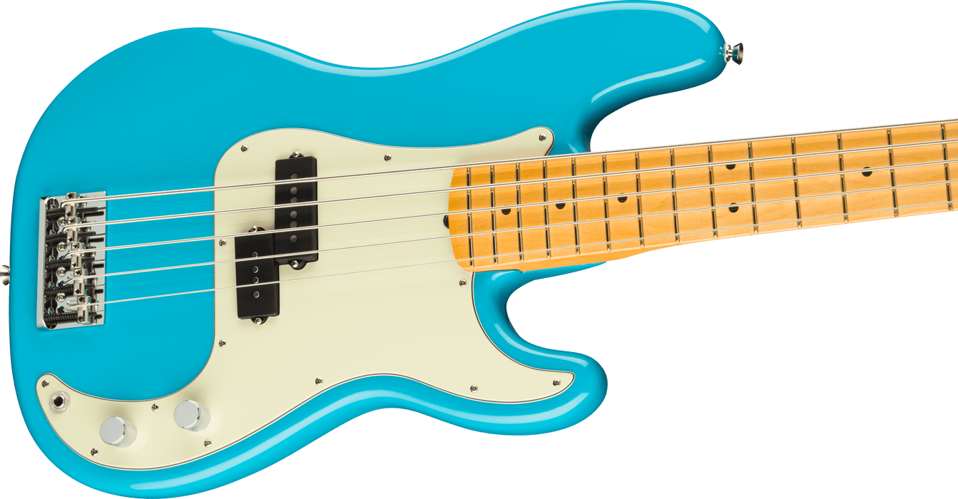 Fender American Professional II Precision Bass V, Maple Fingerboard, Miami Blue