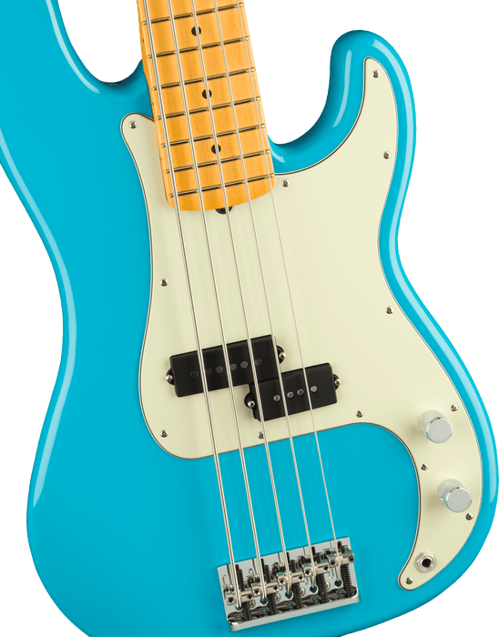 Fender American Professional II Precision Bass V, Maple Fingerboard, Miami Blue