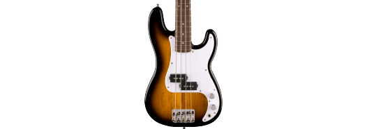 Squier Mini Precision Bass, Laurel Fingerboard, White Pickguard, 2-Color Sunburst