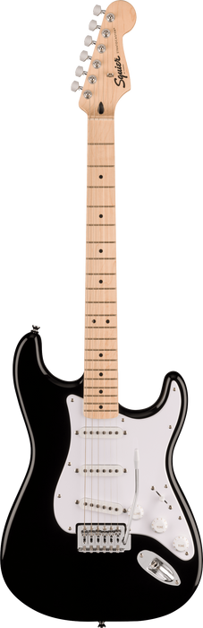 Squier Sonic Stratocaster, Maple Fingerboard, White Pickguard - Black