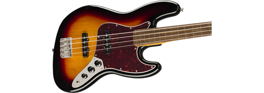 Squier Classic Vibe '60s Jazz Bass Fretless, Laurel Fingerboard, 3-Color Sunburst
