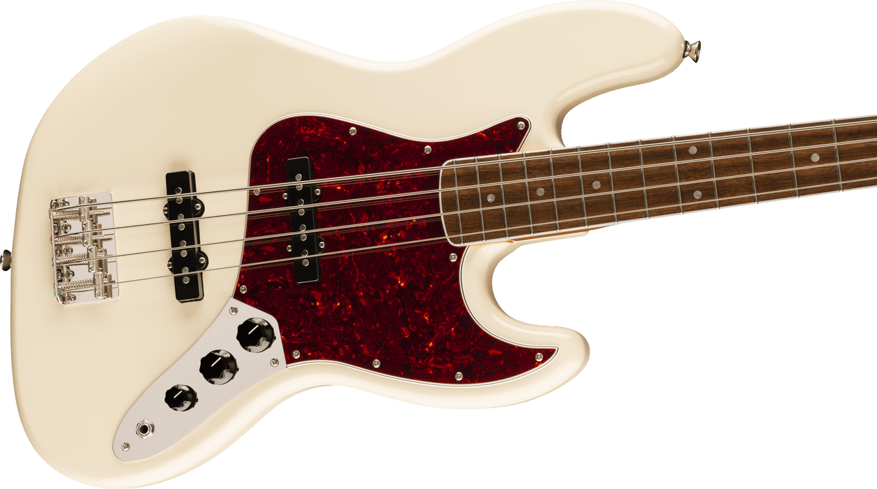 Squier  Limited Edition Classic Vibe™ Mid-'60s Jazz Bass®, Laurel Fingerboard, Tortoiseshell Pickguard, Olympic White