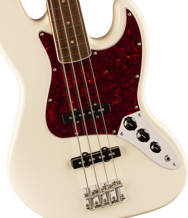 Squier  Limited Edition Classic Vibe™ Mid-'60s Jazz Bass®, Laurel Fingerboard, Tortoiseshell Pickguard, Olympic White