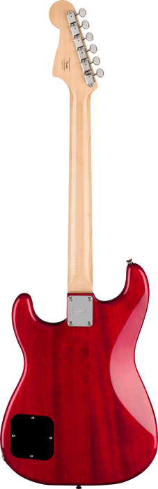 Squier - Paranormal Strat-O-Sonic, Laurel Fingerboard, Black Pickguard, Crimson Red Transparent