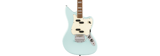 Squier Paranormal Electric VI, Laurel Fingerboard, Parchment Pickguard, Matching Headstock, Daphne Blue