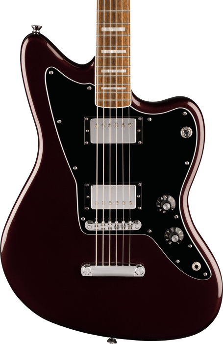 Squier Paranormal Baritone Jazzmaster HH, Laurel Fingerboard, Black Pickguard, Oxblood