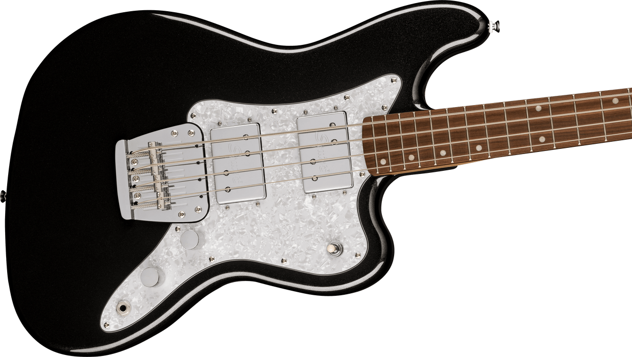 Squier Paranormal Rascal Bass HH, Laurel Fingerboard, White Pearloid Pickguard, Metallic Black