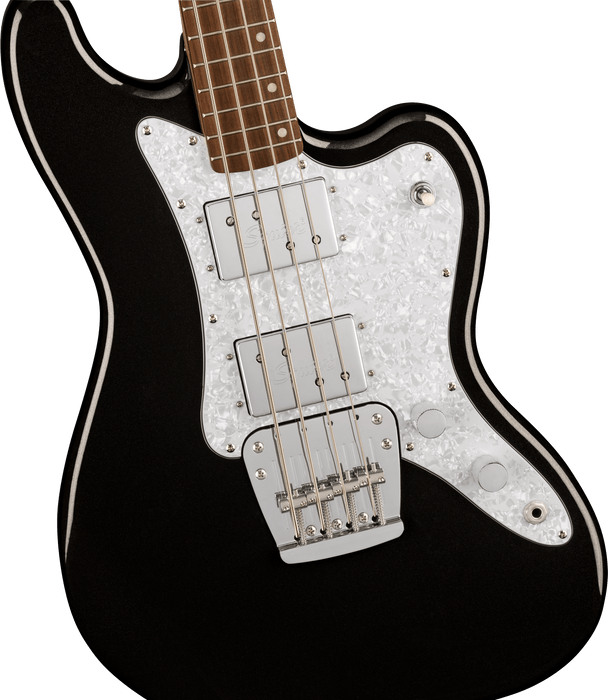 Squier Paranormal Rascal Bass HH, Laurel Fingerboard, White Pearloid Pickguard, Metallic Black