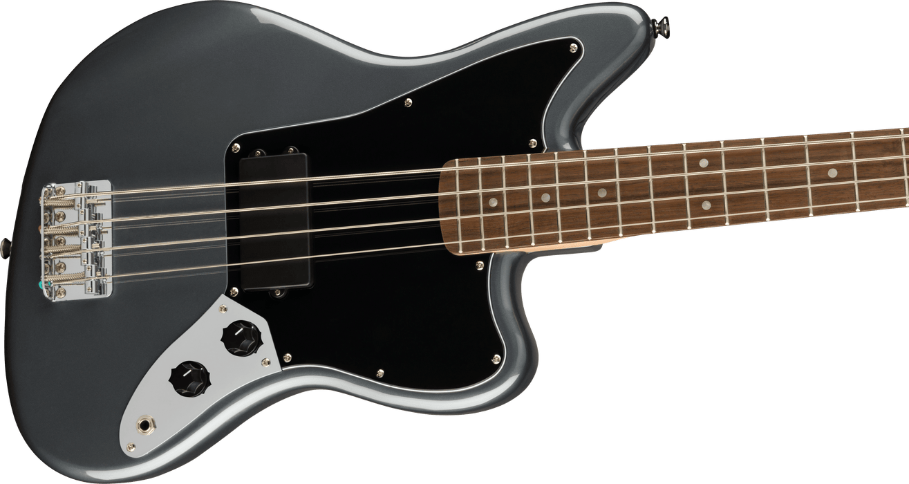 Squier Affinity Series Jaguar Bass H, Laurel Fingerboard, Black Pickguard, Charcoal Frost Metallic