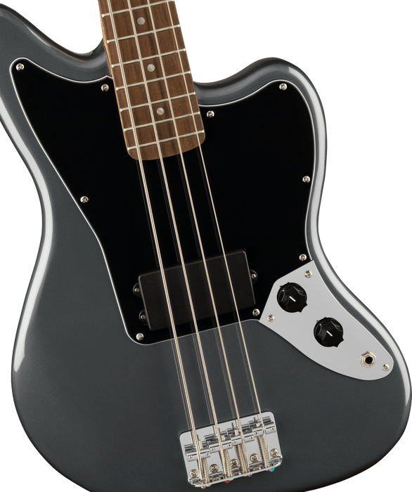 Squier Affinity Series Jaguar Bass H, Laurel Fingerboard, Black Pickguard, Charcoal Frost Metallic