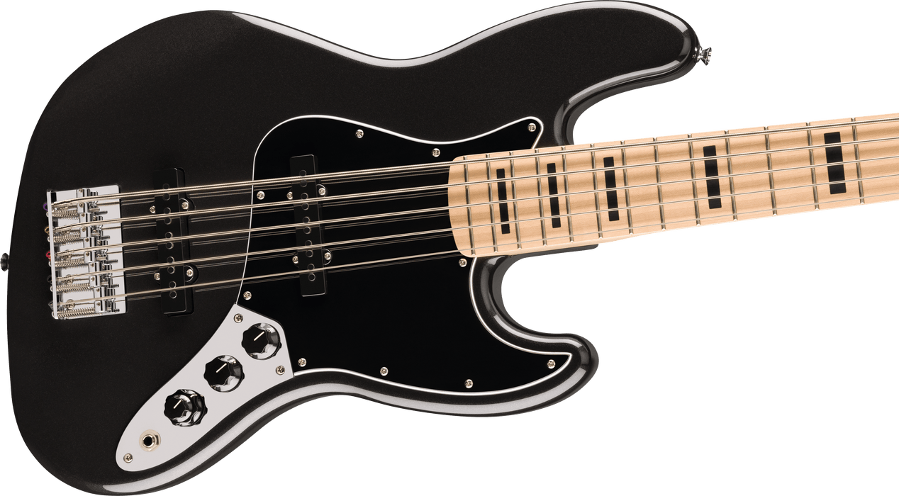 Squier -  Affinity Series Active Jazz Bass V, Maple Fingerboard, Black Pickguard, Black Metallic