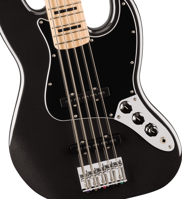 Squier -  Affinity Series Active Jazz Bass V, Maple Fingerboard, Black Pickguard, Black Metallic