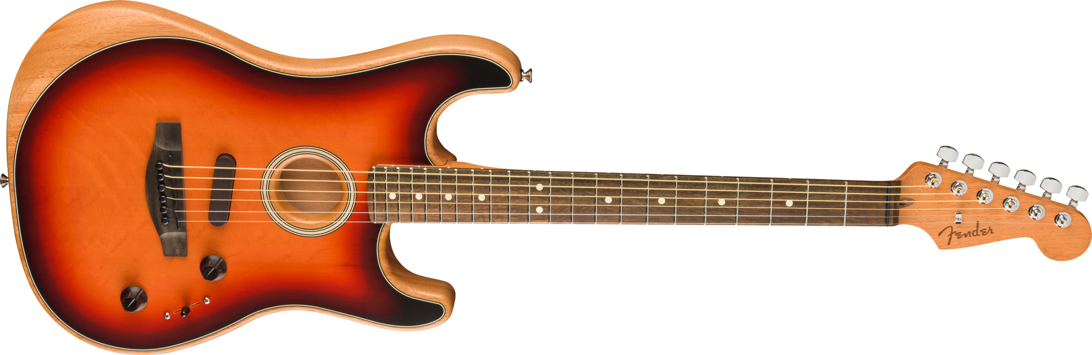 Fender American Acoustasonic Strat, Ebony Fingerboard, 3-Color Sunburst