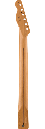 Fender Satin Roasted Maple Telecaster Neck, 22 Jumbo Frets, 12", Maple, Flat Oval Shape