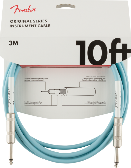 Fender Original Series Instrument Cable, 10', Daphne Blue