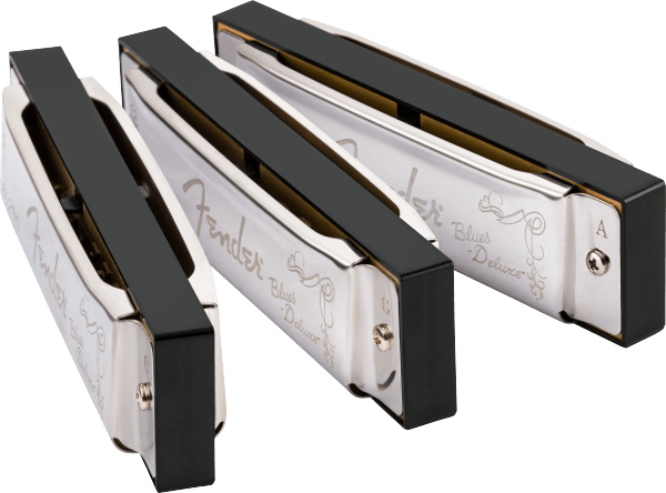 Fender Blues Deluxe Harmonica, Pack of 3, with Case