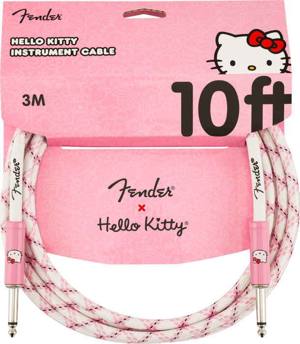 Fender x Hello Kitty White/Pink Woven Cable, 10'