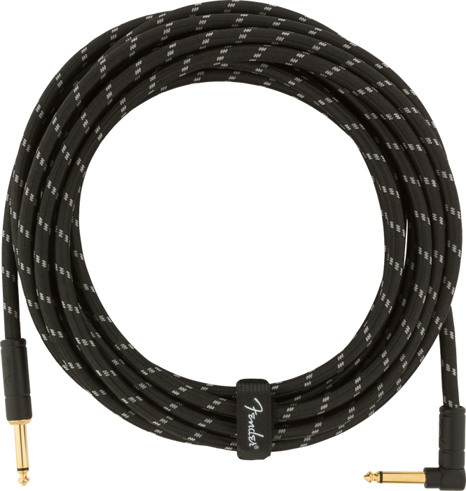 Fender Deluxe Series Instrument Cable, Straight/Angle, 18.6', Black Tweed