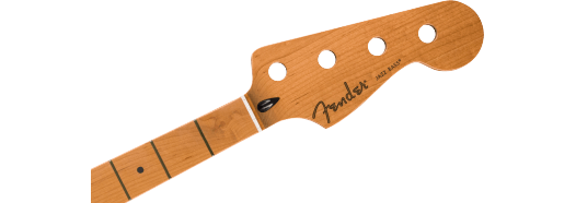 Fender Satin Roasted Maple Jazz Bass Neck, 20 Jumbo Frets, 12", Maple, Flat Oval Shape