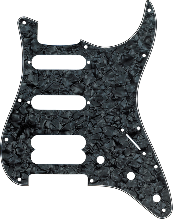 Fender Pickguard, Stratocaster® H/S/S, 11-Hole Mount (No Holes Drilled For HB Pickup Mount), Black Pearl, 4-Ply