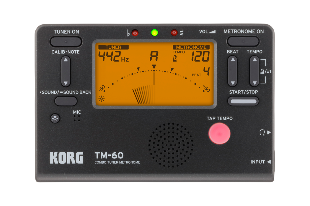 Korg TM60CBK Metronome Tuner with Contact Mic - Black