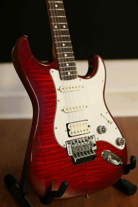 Fender "Squier series" MIJ w/Floyd Rose, Crimson Foto Flame - Used