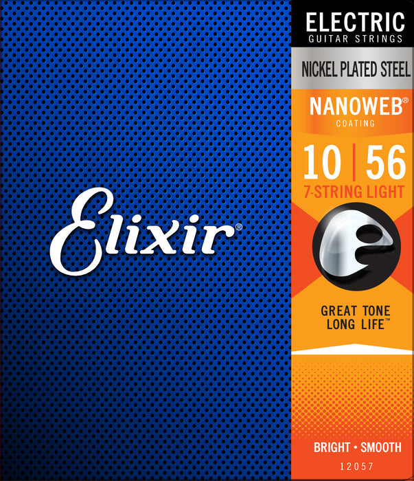 ELIXIR 7-String Light Electric Nickel Plated Steel With Nanoweb Coating .010 - .056