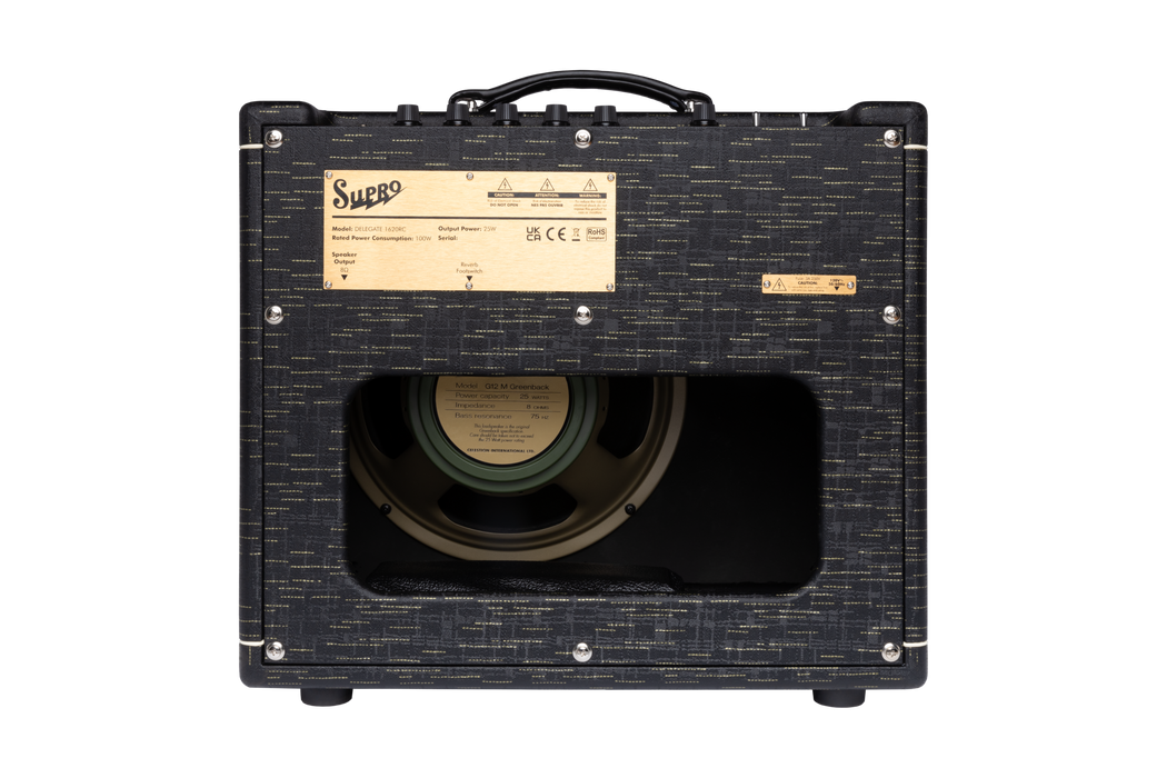 Supro Delegate 25 Watt 1x12 with Reverb, Black Scandia