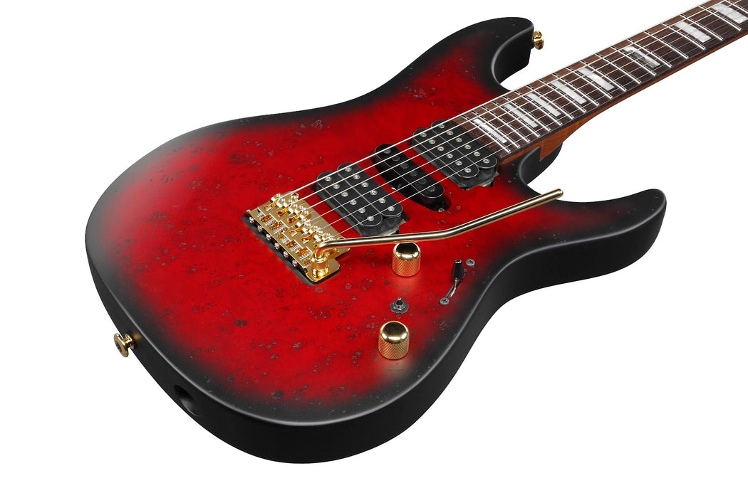 Ibanez KIKO300RRT - Kiko Loureiro Signature 6-String Electric Guitar w/Case - Ruby Red Sunburst Flat