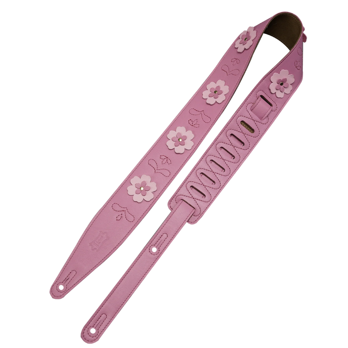 Levy's In Bloom Series 25" Leather Strap with Flower Appliques, Primrose Pink