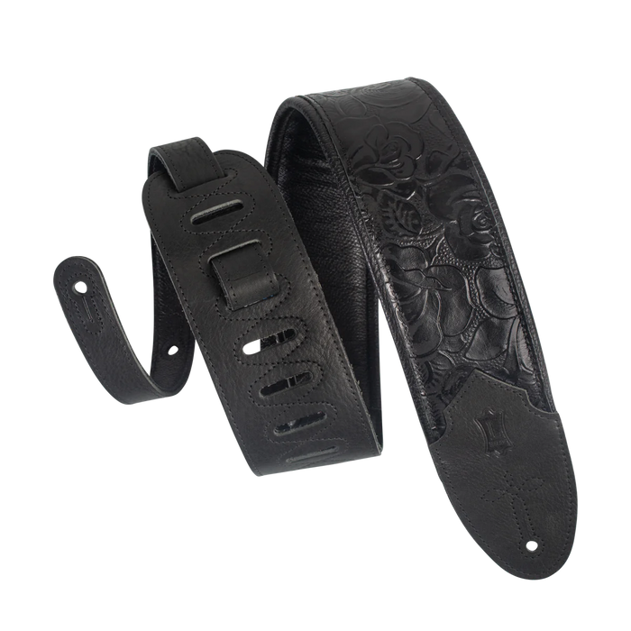 Levy's Sundance Series 3 inch Wide Embossed Leather Guitar Strap, Black Rose
