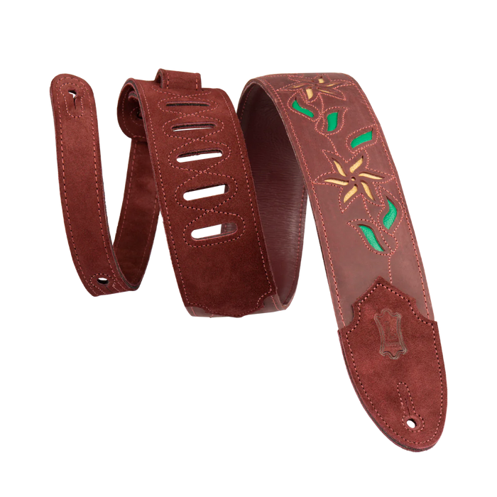 Levy's Leather Flowering Vine Series Leather Strap, Burgundy & Tan
