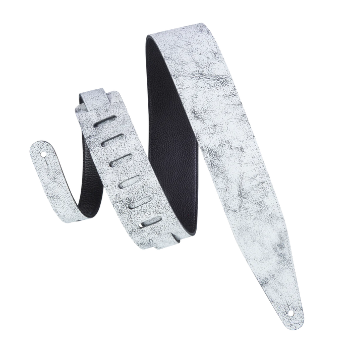 Levy's Distressed Leather Series 2 1/2" Wide Garment Leather Guitar Strap, White