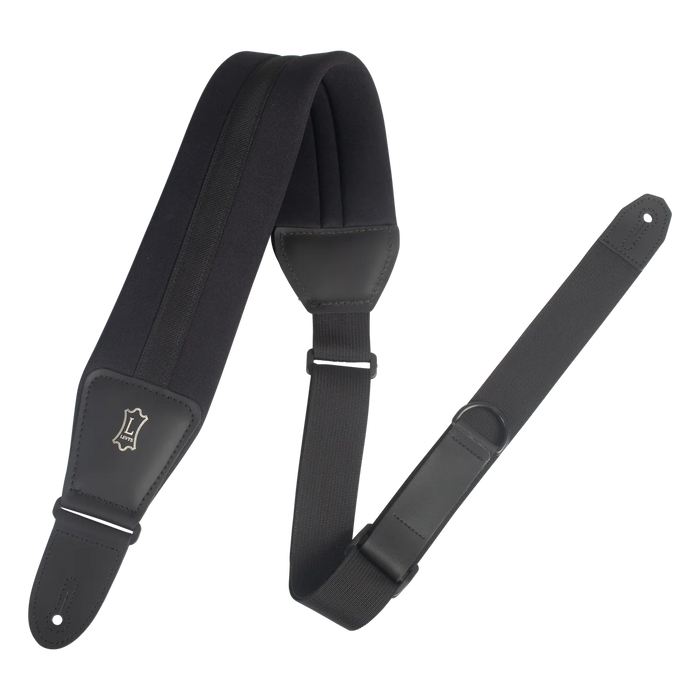 Levy's Poly Right Height Series 3 1/4 inch Wide Neoprene RipChord™ Guitar Strap, Solid Noir