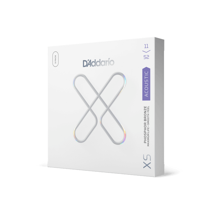 D'Addario XSAPB1152-3P 3-Pack XS Phosphor Bronze Acoustic Guitar Strings Custom Light 11-52