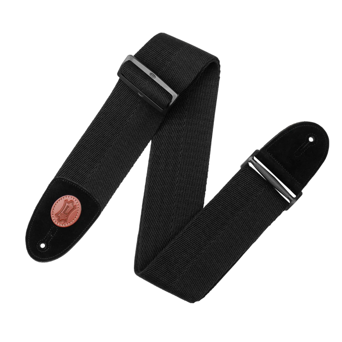 Levy's Signature Cotton Series 3" Wide Bass Guitar Strap, Black & Walnut