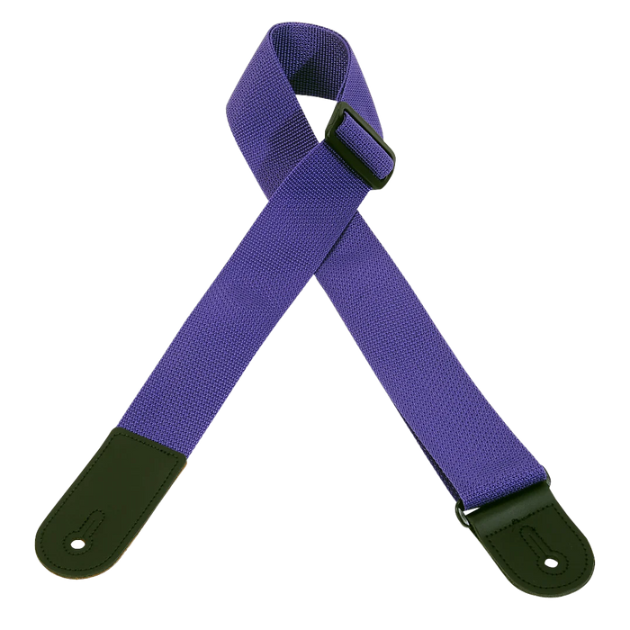 Levy's Single Tone Solid Colored Poly Series 2" Wide Guitar Strap, Purple