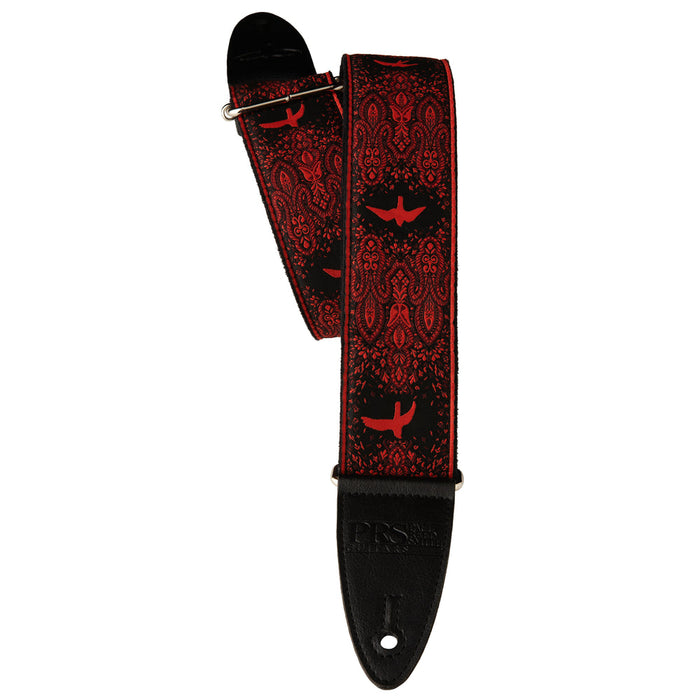 PRS 2'' Guitar Strap, Custom Jacquard Birds Fleur Red