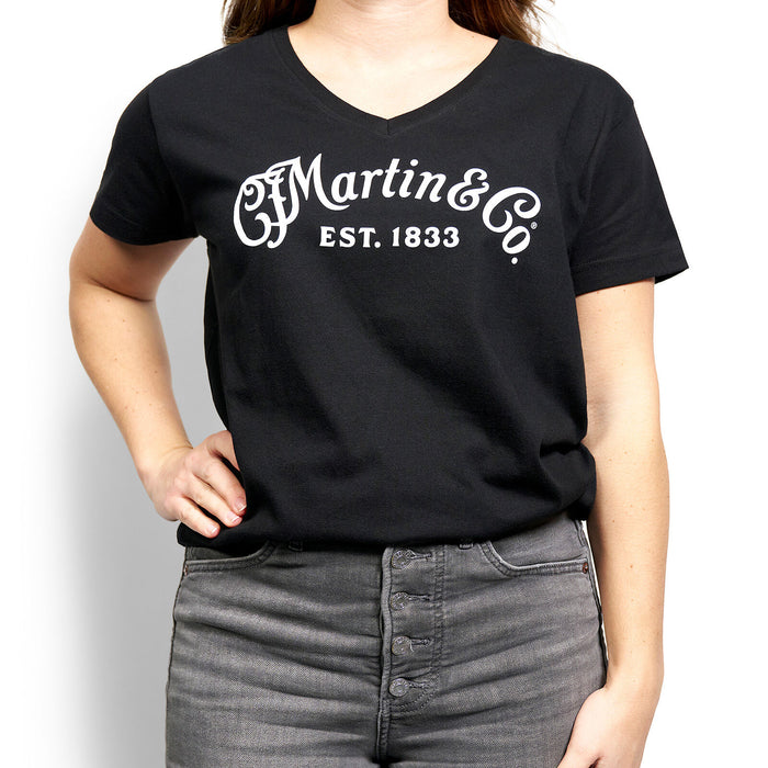 Martin Women T SS V-neck WhiteLogo Black, 3X