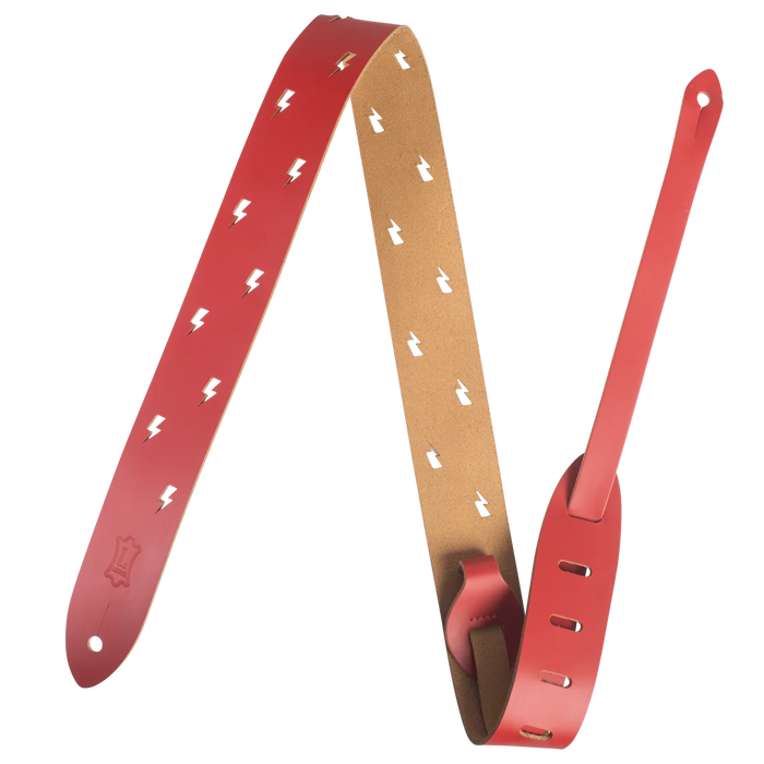 Levy's Junior Punched Out Series 1 1/2 inch Wide Kids Guitar Strap, Red