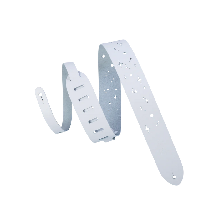 Levy's Punch Out Series 2" Wide Top-Grain Leather Guitar Strap, White Galaxy