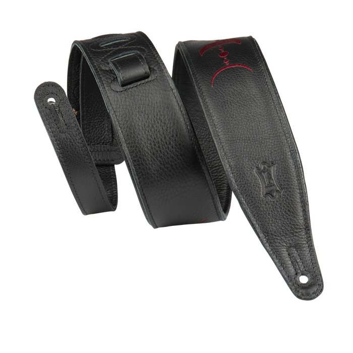 Levy's Moon Phases Series 25" Garment Leather Guitar Strap, Black & Burgundy