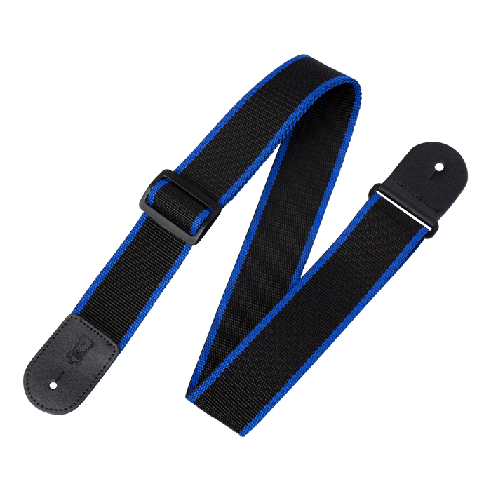 Levy's Single Tone Solid Colored Poly Series 2" Wide Polypropylene Guitar Strap, Black And Blue